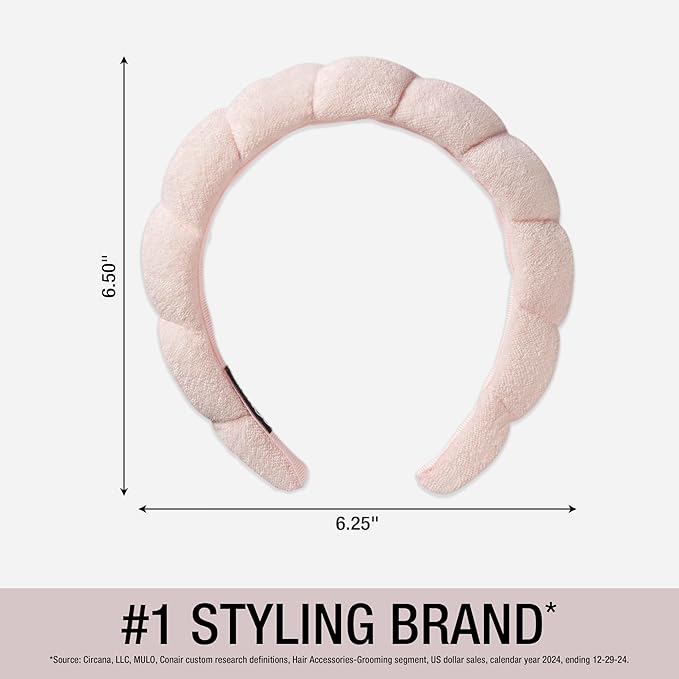 Conair Spa Makeup and Face Washing Headband - Bubble Design - Pink
