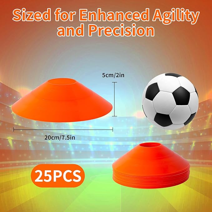 Football Goalie Cones Set with Carrying Bag 25 Pieces,