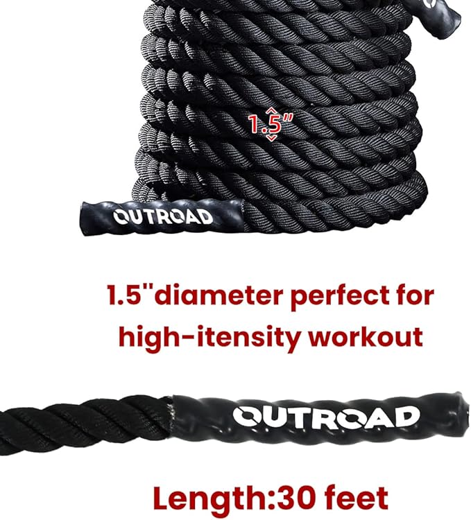 Outroad Battle Rope 1.5" Diameter 30ft Poly
