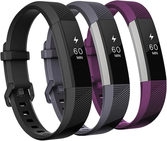 GEAK Bands Compatible with Fitbit Alta and Fitbit Alta HR, 3 Pack Soft Silicone Wristbands for Fitbit Alta HR Bands with Secure Metal Buckle for Men Women,Small Large