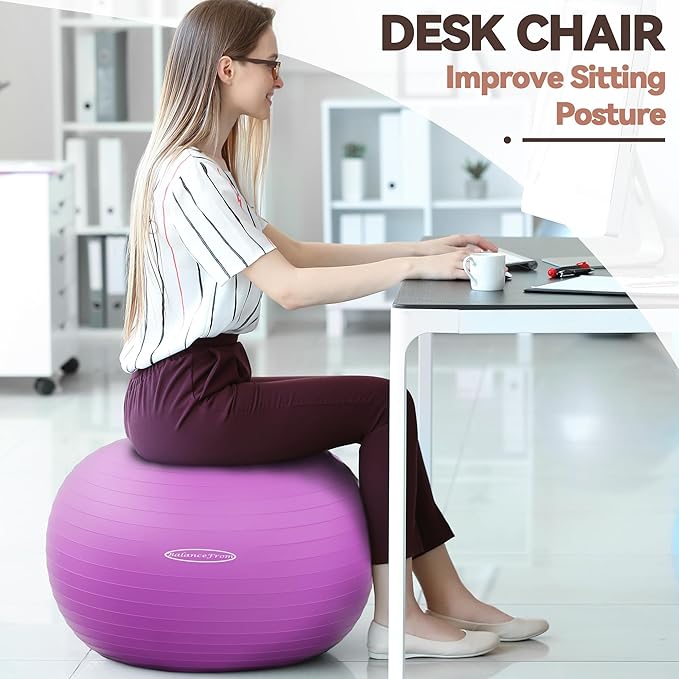 Anti-Burst and Slip Resistant Exercise Ball Yoga Ball 2,000-Pound Capacity,