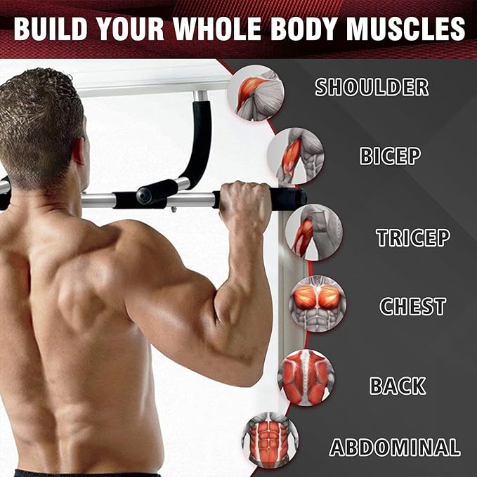 TOPOKO Upgrade Pull Up Bar for Doorway - Max Capacity 440 lbs, Portable Upper Body Workout Bar for Strength Training