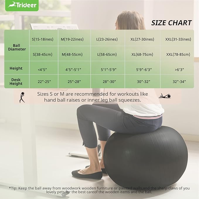 Trideer Yoga Ball Exercise Ball for Working Out 5 Sizes