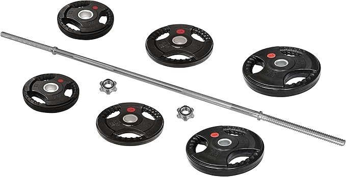 Cast Iron Standard Weight Plates Including 5FT Standard Barbell with Star Locks, 45-Pound Set (35 Pounds Plates + 10 Pounds Barbell), Multiple Packages