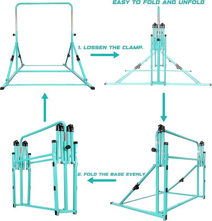 PreGymnastic Updated Folding Gymnastics Bar with Rings 3-10, Gymnastic