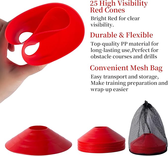 Football Goalie Cones Set with Carrying Bag 25 Pieces,