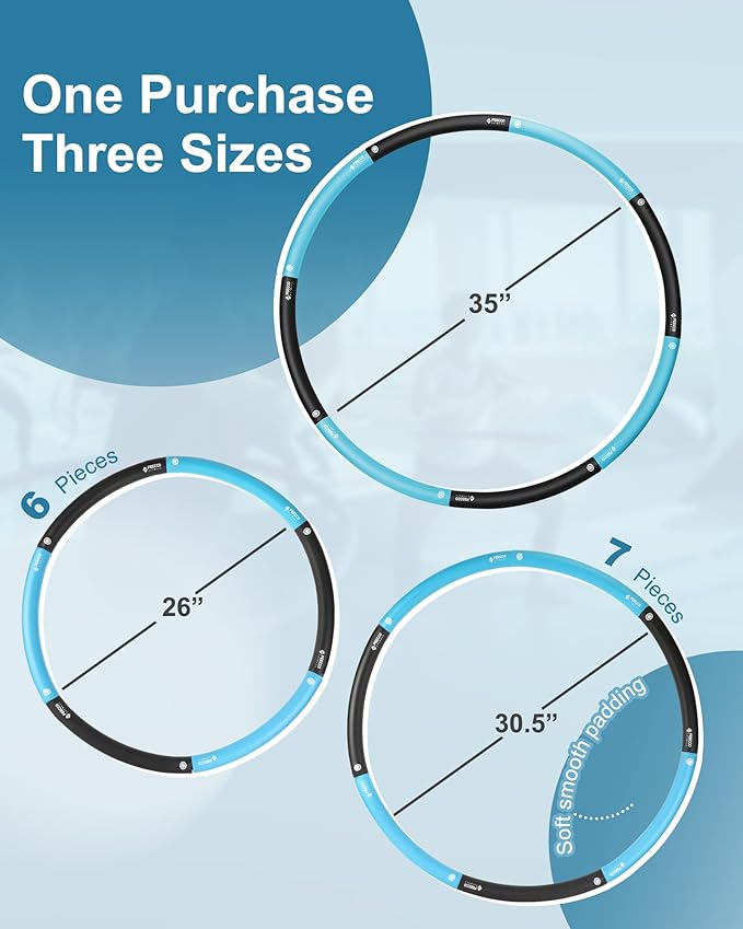 FEECCO Weighted Fitness Hoop 8 Detachable