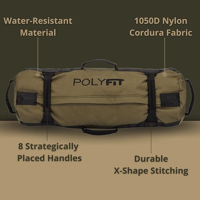 Polyfit Classic Sandbag - Heavy Duty Workout Sandbag 8 Gripping
