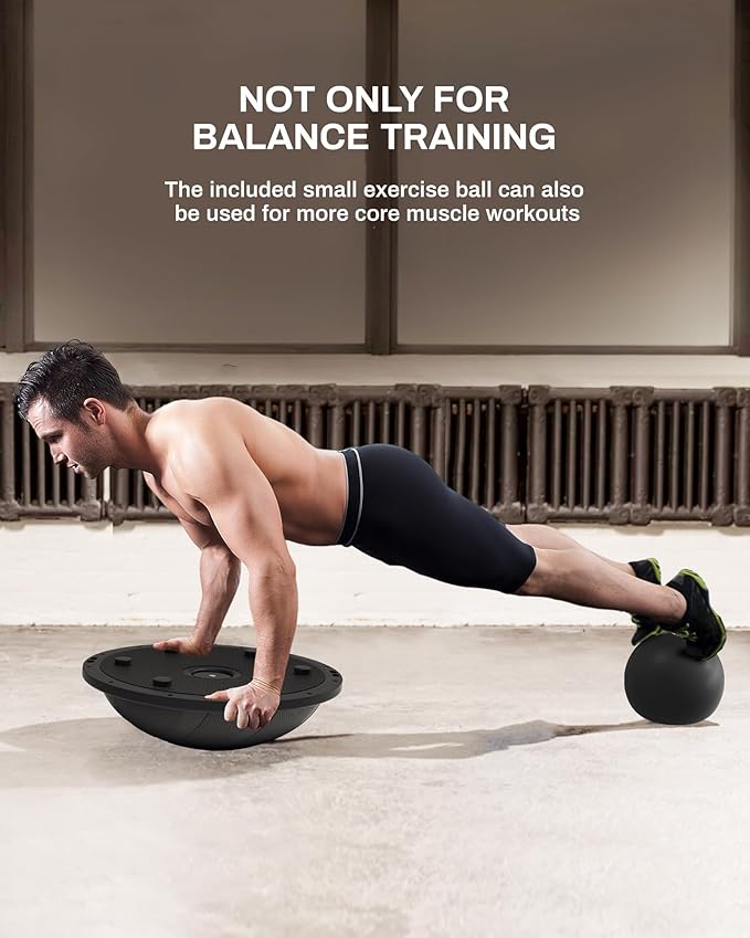 nonogo Half Balance Ball Trainer with Resistance Bands & Small Exercise Ball, Stability Ball for Core Strength, Full Body Workout, Yoga, Fitness, Physical Therapy