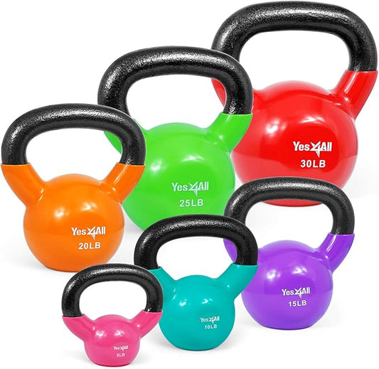 Yes4All Combo Kettlebells Vinyl Coated Weight Sets Great