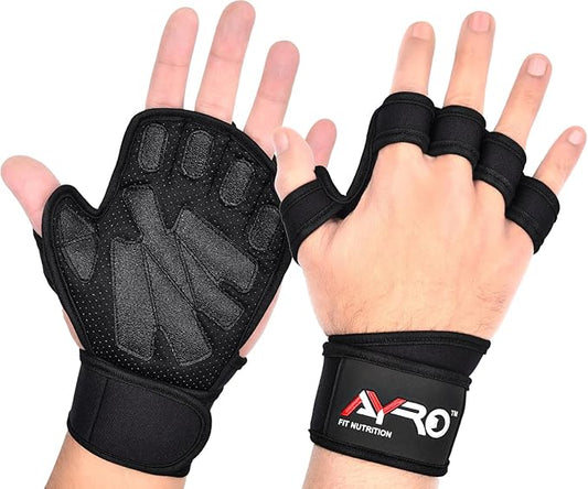 AYRO Ventilated Weightlifting Workout Gloves for Men & Women, Gym Gloves with Built-in Wrist Wraps for Men & Women-Best for Weightlifting, Gym Fitness, Hand Support & Cross Training