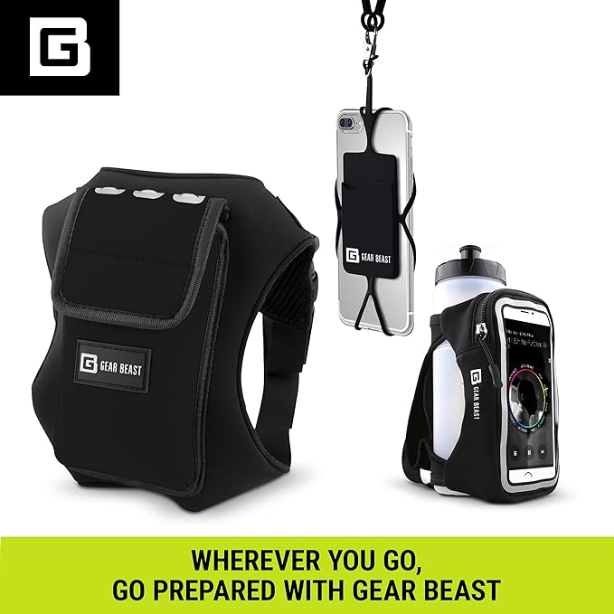 Gear Beast Running Backpack Unisex - Running Vest for Jogging, Hiking and Cycling - Compatible with Most Smartphones, Black