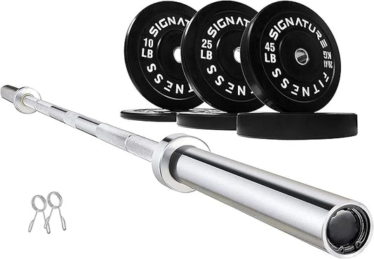 Signature Fitness 2" Olympic Bumper Plate Weight Plates 7FT Olympic