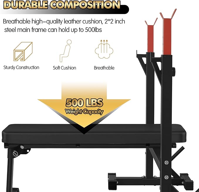 Bench Press, CANPA Olympic Weight Bench with Squat