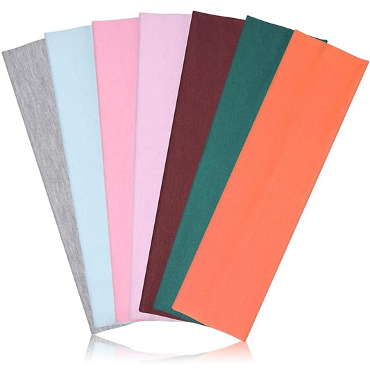 Headbands for Women Non Slip - 7PCS Fashion Sports Hair Bands for Women's Hair, Soft Cotton Cloth Stretchy Headbands for Women for Workout Yoga Running