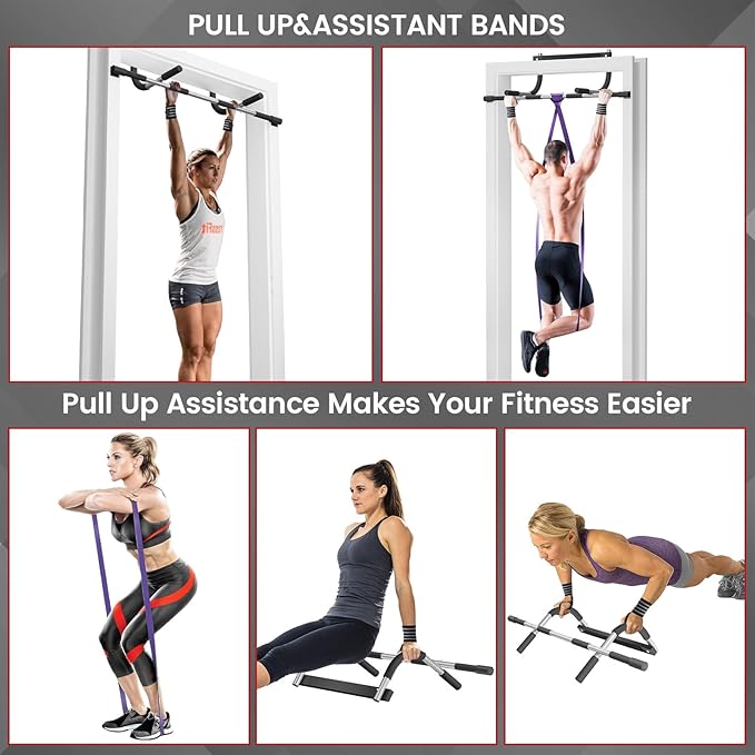 TOPOKO Upgrade Pull Up Bar for Doorway - Max Capacity 440 lbs, Portable Upper Body Workout Bar for Strength Training