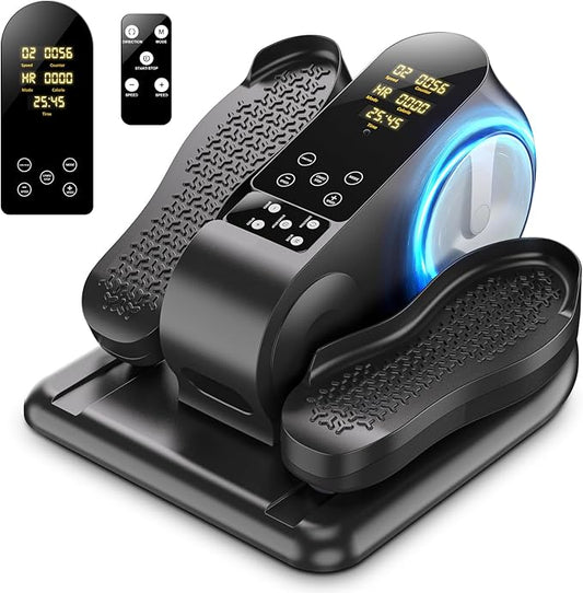Under Desk Elliptical Machine with Touch LED Monitor,12-Speed Electric Large Pedal Exerciser for Seniors,Leg Exerciser with Forward & Reverse Direction, Manual & Auto Mode for Home Office