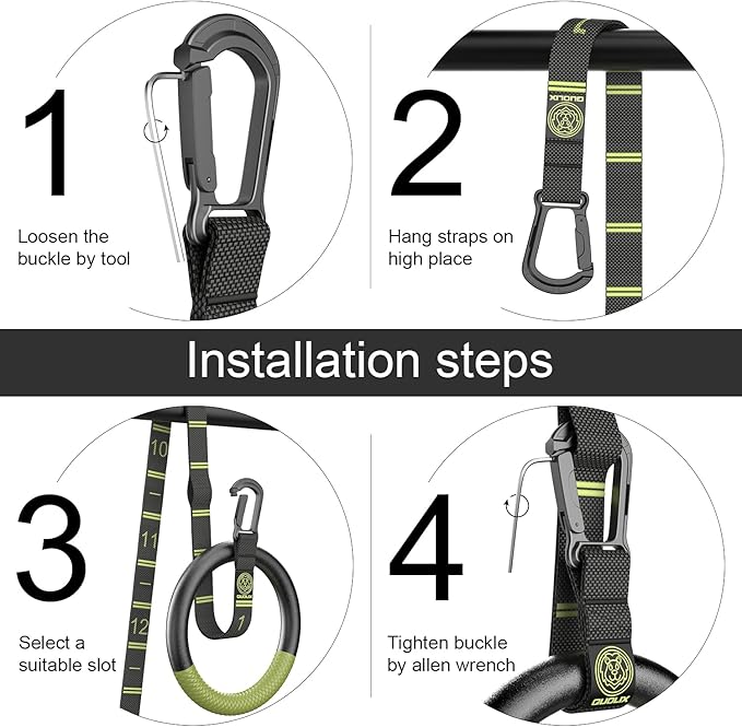QUOLIX Gymnastic Rings with Adjustable Straps 1300lbs Exercise