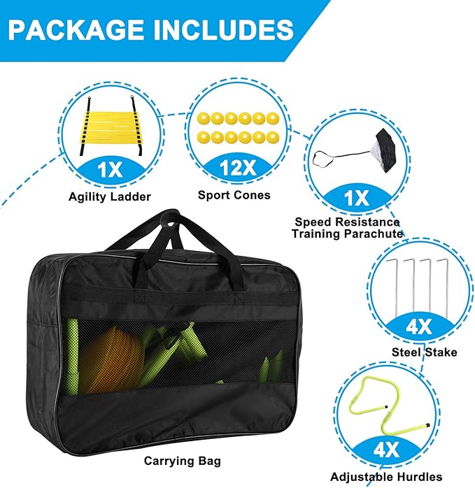 Yaegoo Speed Agility Training Set 1 Resistance 1 Agility 4 Steel 4 Adjustable 12 Disc