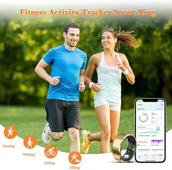 Smart Ring for Women Men-Wearable Fitness Tracker with Sleep Tracking Heart Rate Blood Oxygen Healthy Monitor Ring Activity Monitoring Steps Calories