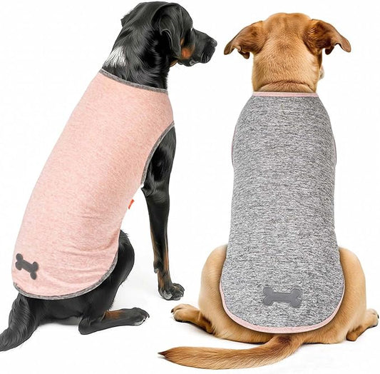 KYEESE 2Pack Dog Shirts with Reflective Label Sun Protection Quick Dry Soft Tank Top Stretchy Sleeveless Lightweight Dog Clothes, XX-Large