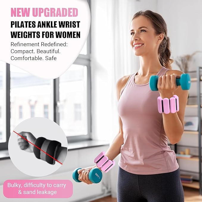 Pilates Wrist & Ankle Weights for Women 2(1Lbs Each),