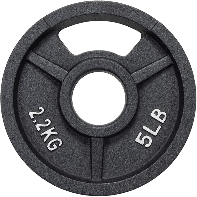 Signature Fitness Cast Iron Plate Weight Plate for Strength Training and Weightlifting, Olympic or Standard