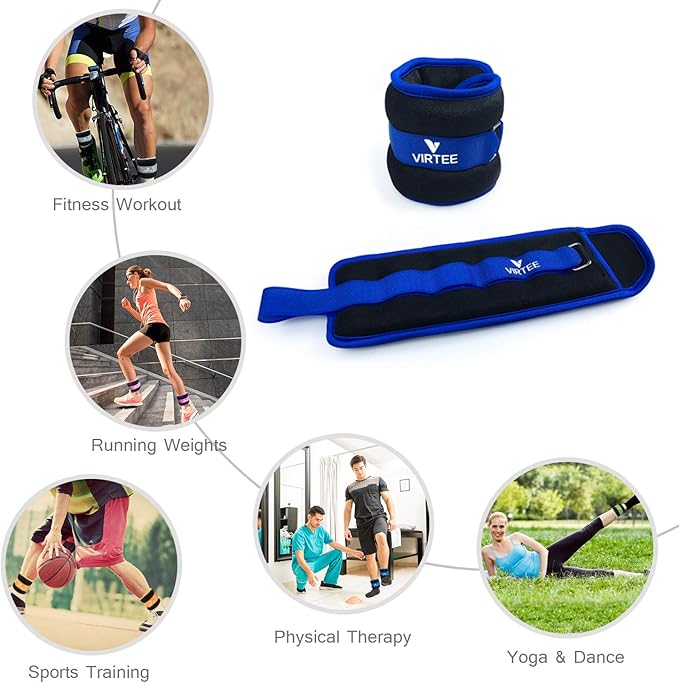 Ankle/Wrist Weights for Women, Men, Kids - Arm Leg Weights Set with Adjustable Strap - Running, Jogging, Gymnastic, Physical Therapy, Fitness - Choice of 1 lb 2 lbs 3 lbs 4 lbs 6 lbs 8 lbs 10 lbs