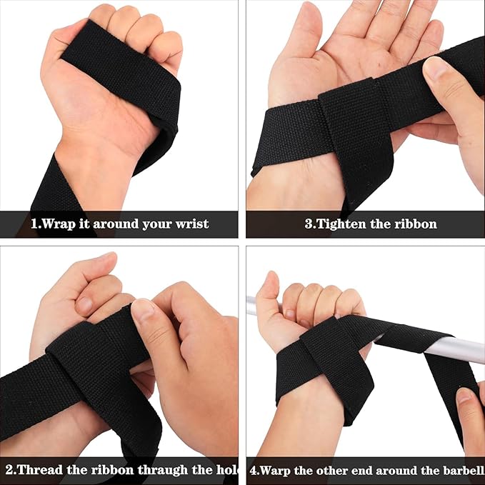 24" Cotton Weight Lifting Wrist Straps with Neoprene Cushioned Padded for Wrist Support and Protection，Weightlifting，Strength Training，Bodybuilding，Powerlifting，Dumbbell Workout，Men and Women (Pair)
