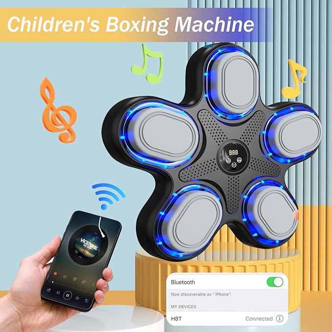 Keyoung Music Boxing Machine for Kids,Wall Mounted Bluetooth Smart Punching Target,Home Sports Boxing Equipment for Children, Boys and Girls
