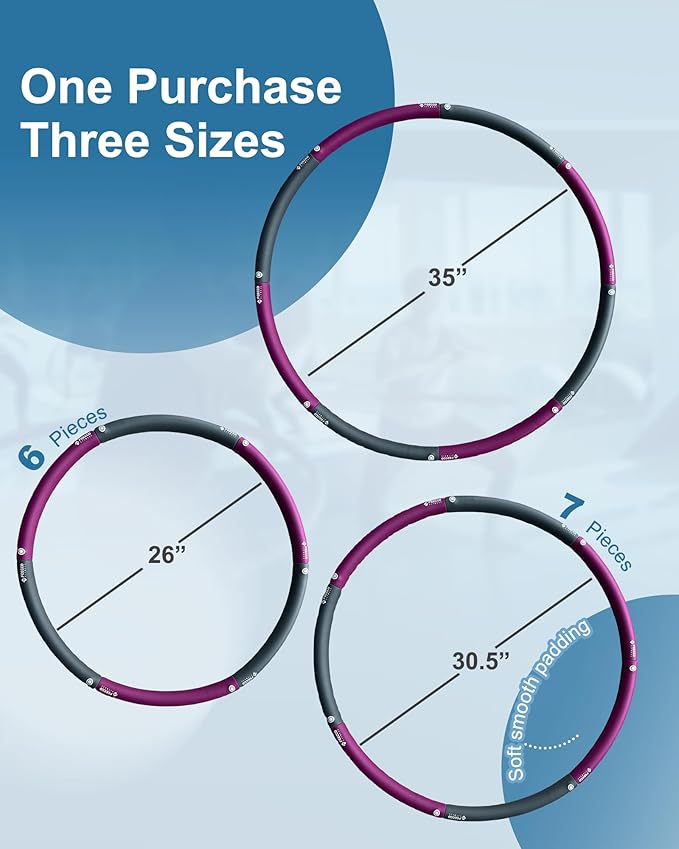 FEECCO Weighted Fitness Hoop 8 Detachable