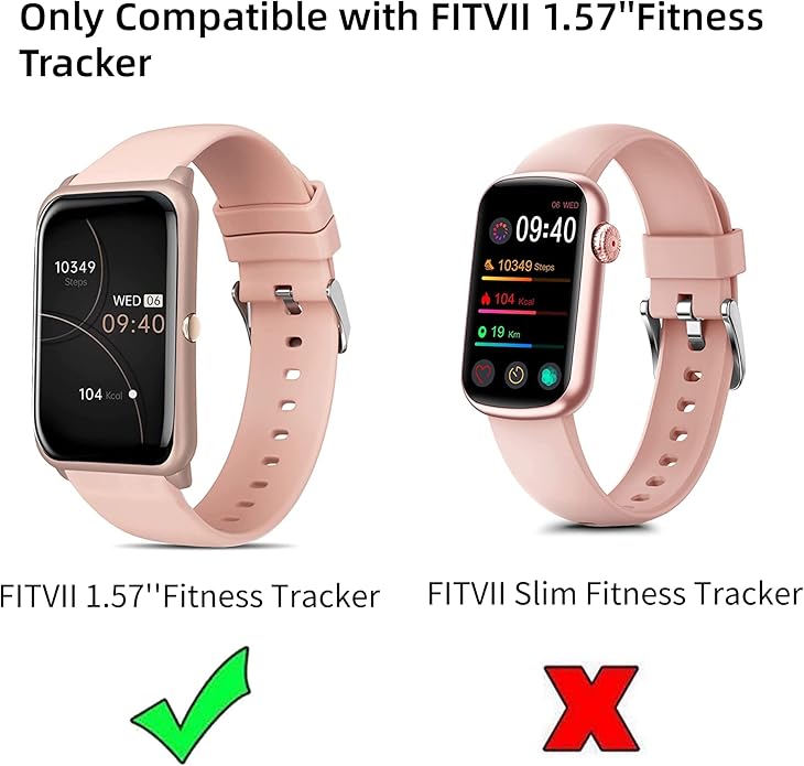 RuenTech Bands Compatible with FITVII H86/HM68 Fitness Tracker, 20mm Adjustable Replacement Straps Soft Silicone Wristband for FITVII 1.57'' Touch Screen Smartwatch