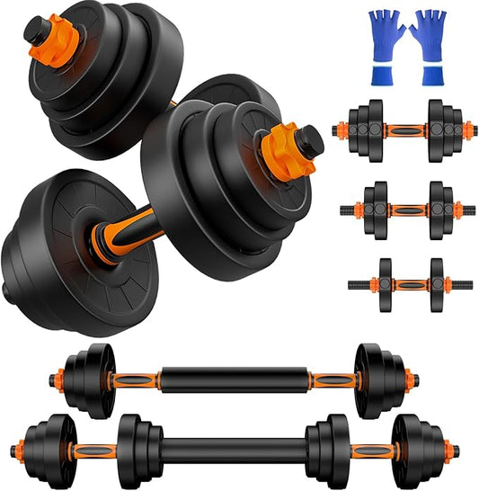 44LB Adjustable Dumbbelsll Set of 2 4 in 1, Barbell