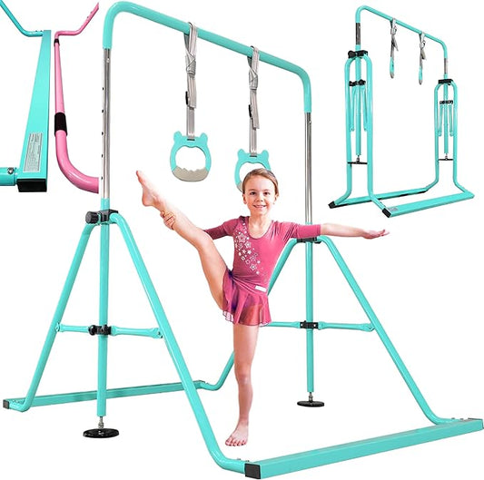 PreGymnastic Updated Folding Gymnastics Bar with Rings 3-10, Gymnastic