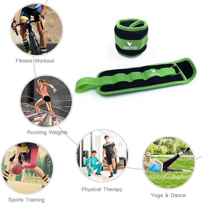 Ankle/Wrist Weights for Women, Men, Kids - Arm Leg Weights Set with Adjustable Strap - Running, Jogging, Gymnastic, Physical Therapy, Fitness - Choice of 1 lb 2 lbs 3 lbs 4 lbs 6 lbs 8 lbs 10 lbs