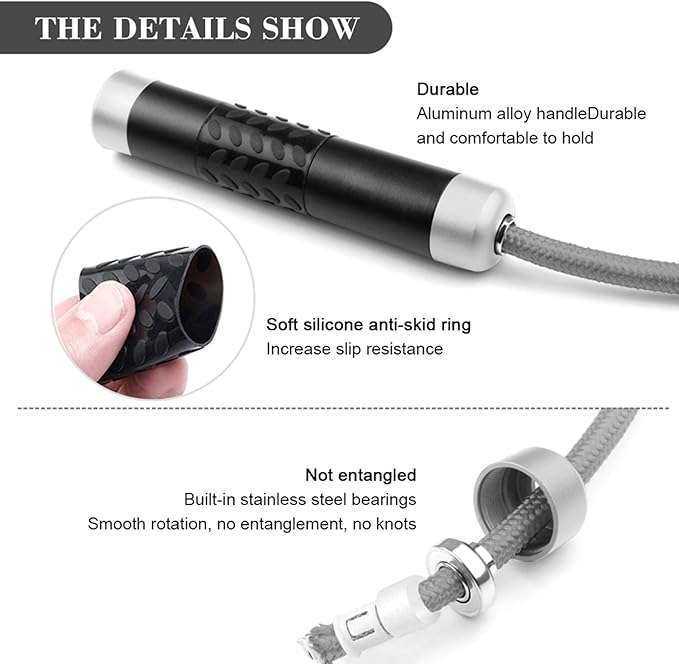 Redify Weighted Jump Rope for Workout Fitness(1LB) 9MM Fabric Cotton+9MM Solid