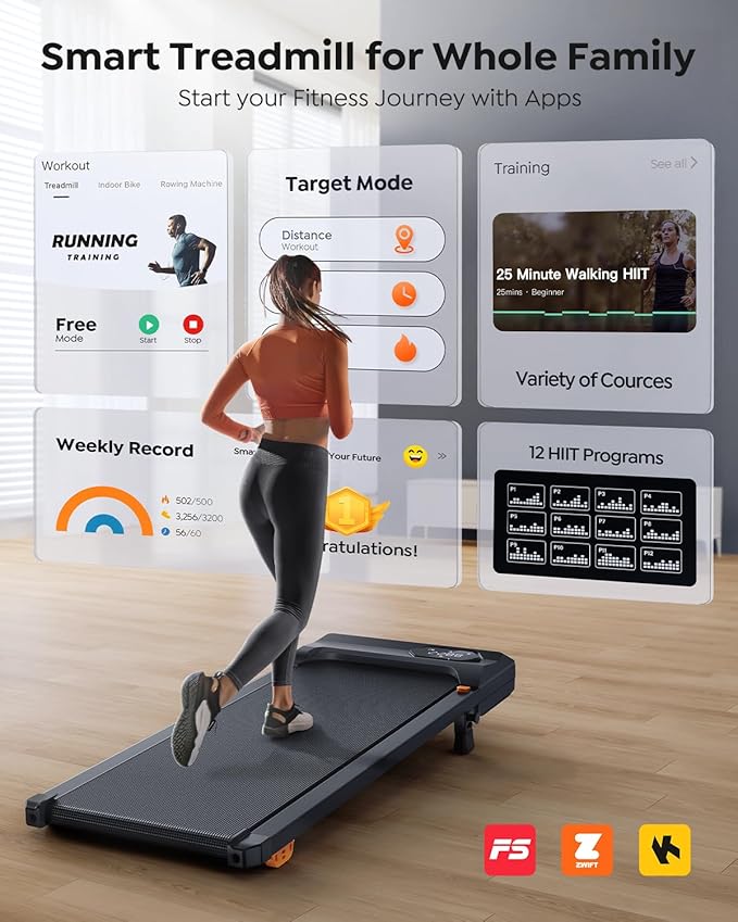 Walking Pad Treadmill with 10% Incline, Under Desk Treadmill, Compact Portable Treadmills for Home Office, 285lbs Capacity, APP/Remote Control, Exercise Anytime, Low-Noise