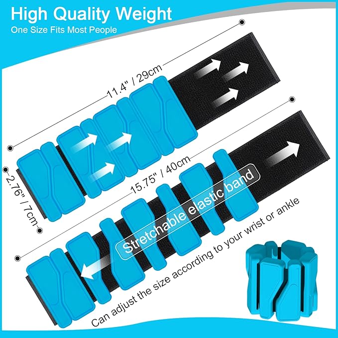 Wrist and Ankle Weights for Women Men, Wearable Strong Arm & Leg Weights Set of 2 (1Lb Each), Adjustable Ankle Weights for Home Gym, Yoga, Walking, Running, Dance, Pilates, Cardio, Aerobics
