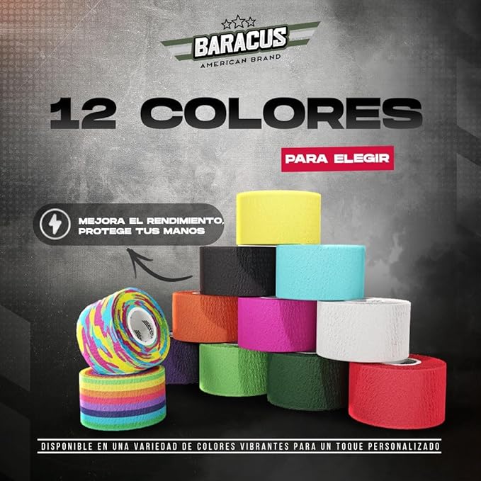 BARACUS Premium Thumb Tape Cross Training and Weightlifting for The Best Hook Grip - 23 ft Long - WOD Tape Chalk and Sweat Proof - Hook Grip Lifting Athletic Thumb Tape (Colored Rainbow)