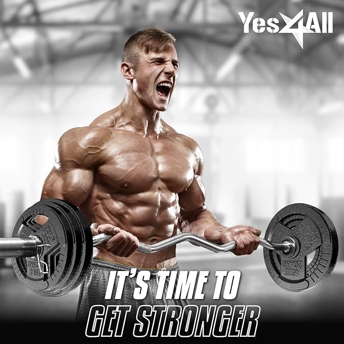 Yes4All Olympic Rubber Grip Plates for Barbell 2-Inch Weight