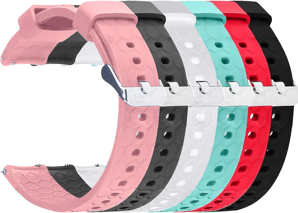 FitTurn 6-Pack Bands Compatible with Orit Fitness Tracker Smart Watch 19MM Replacement Flexible Soft Silicone Quick Release Sport Wristband Strap Accessory Bracelet for Orit Smartwatch 5.5”-8.7”