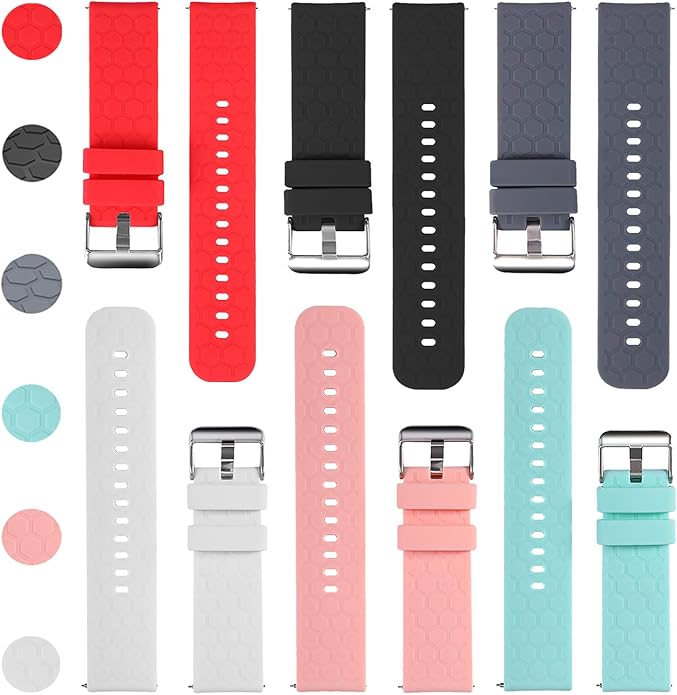 RuenTech Bands Compatible with FITVII H86/HM68 Fitness Tracker, 20mm Adjustable Replacement Straps Soft Silicone Wristband for FITVII 1.57'' Touch Screen Smartwatch