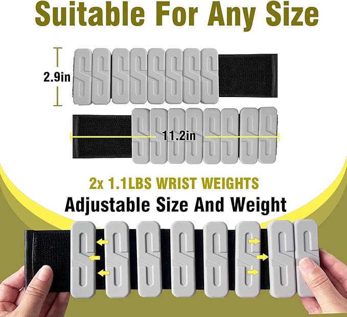 Wrist Weights for Women & Men S-Streamline(1.1 lb 2 Total 1kg) Wearable