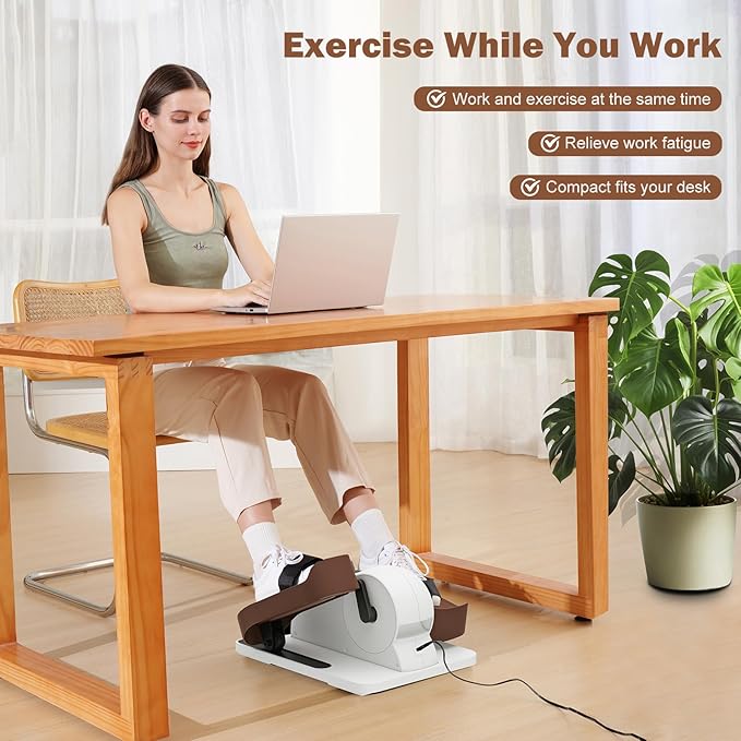 Under Desk Elliptical Machine, Ellipse Leg Exerciser for Seniors Fully Assembled, Portable & Quiet Electric Seated Pedal Exerciser with Remote Control & 12 Adjustable Speeds