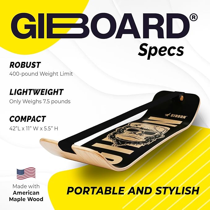 GIBBON GiBoard Balance Board Kids & Adults - Slack Board Workout Equipment Home Gym Training - Wooden Balance Boards for Adults Trainer - Standing Desk Exercise - Yoga, Agility, Pilates, Core & More