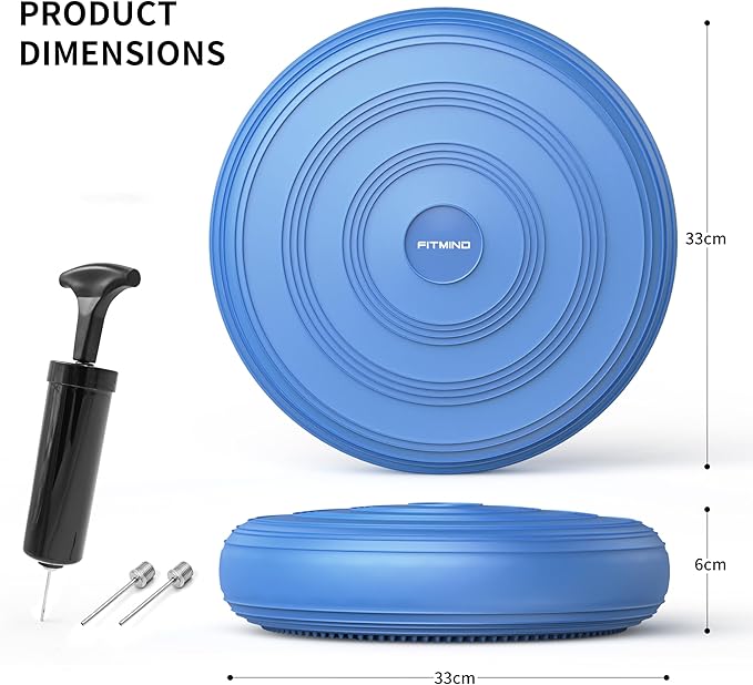 Inflated Wobble Cushion,Dyna Disc,Circular Non-slip Texture for Comfortable Sitting,Wiggle Seat to Improve Posture, Fitness, Stability for Sensory Kids Adults,Balance Seat with Pump for Core Strength