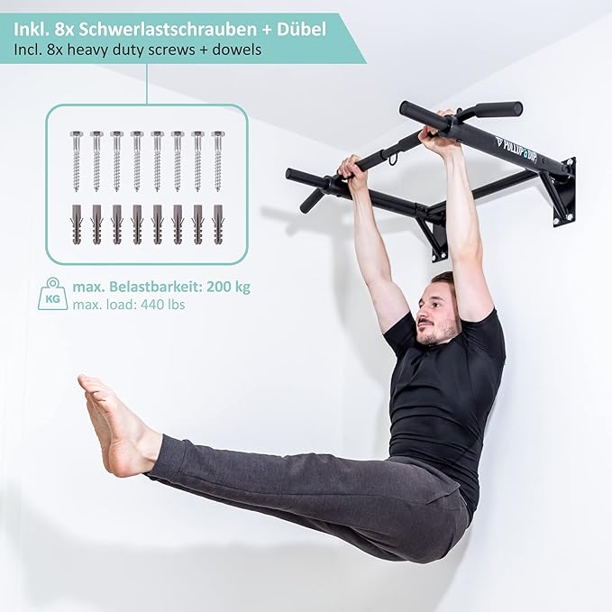 PULLUP & DIP Wall Mounted Pull Up Bar 200 kg (440 lbs)