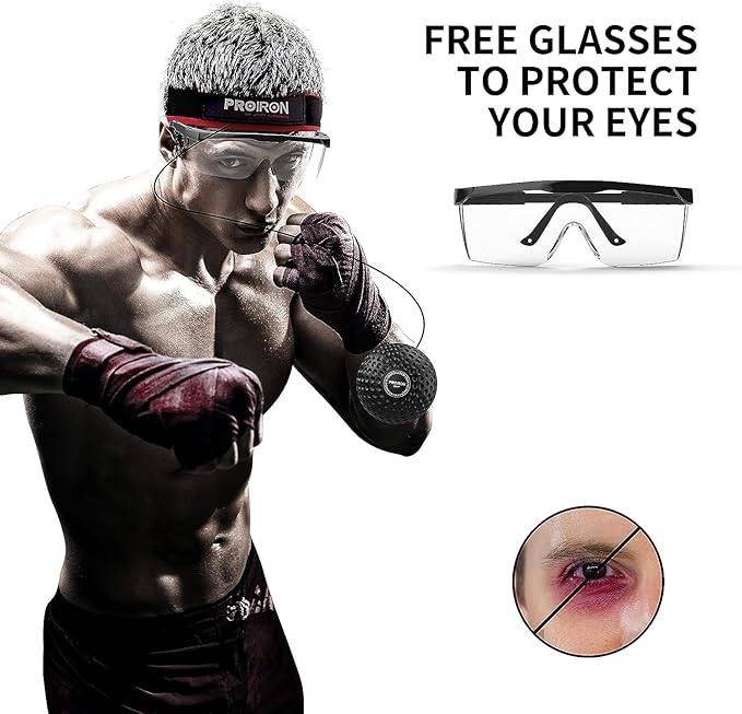PROIRON Boxing Reflex Ball with Safety Glasses 4 Reflex 2 Headband
