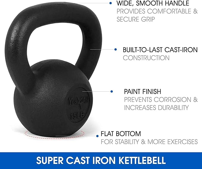 Yes4All Kettlebell Adjustable/Cast Iron/Protective Base Solid Smooth