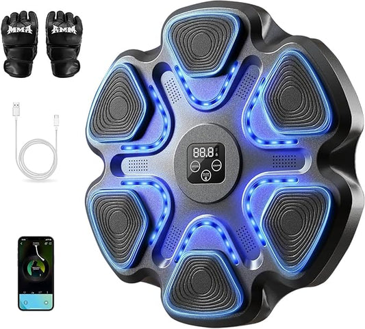 Music Boxing Machine,Smart Bluetooth Boxing Machine for Adults & Kids,Boxing Training Machine with Boxing Gloves, Music Playback Boxing Workout Equipment Target for Home, Office, Gym